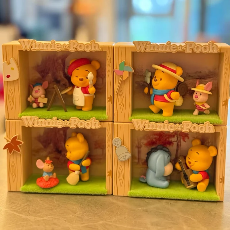 

Новинка 2023 года, подлинные минизо Винни-Пух, осенняя прогулочная серия, фигурки глухой коробки-периферийные устройства, подарки на день рождения для девочек, игрушки