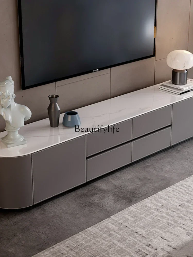 Slate TV Cabinet Simple Modern Nordic High Saddle Leather Floor TV Cabinet