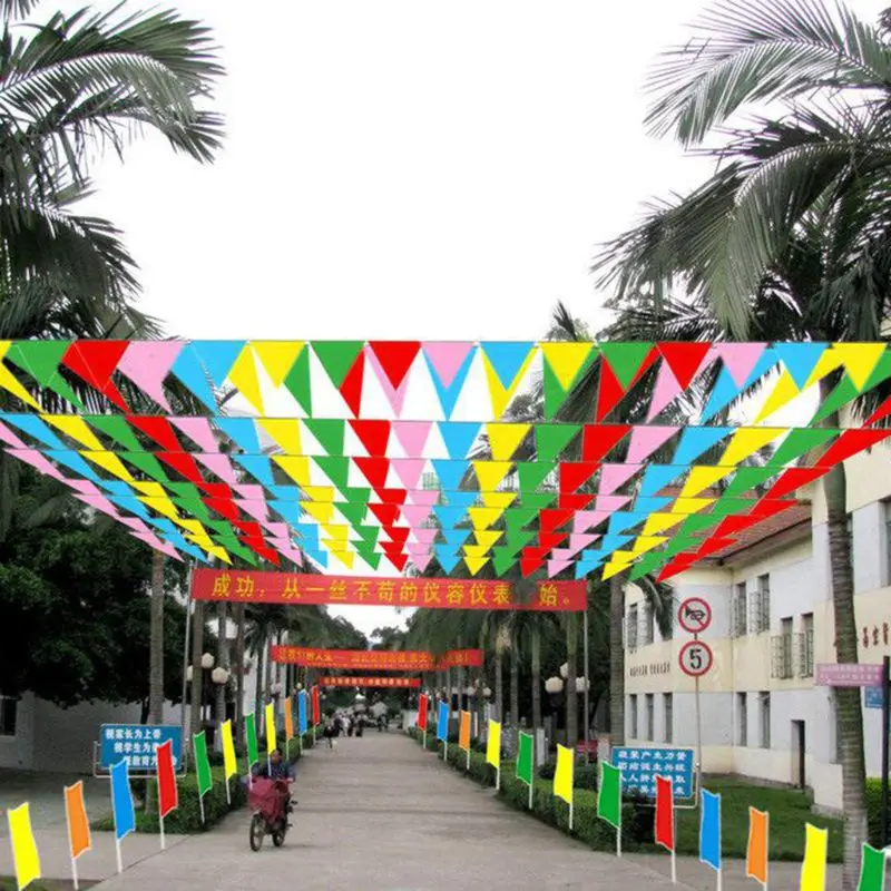 Colorful 80m for Triangle Pennant Bunting String for Banner Festiva DXAF