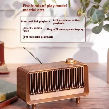 하이 퀄리티 레트로 휴대용 무선 강력한 블루투스 스피커, 스테레오 사운드 박스, Mp3 플레이어, 소형 빈티지 라디오, FM 충전식 