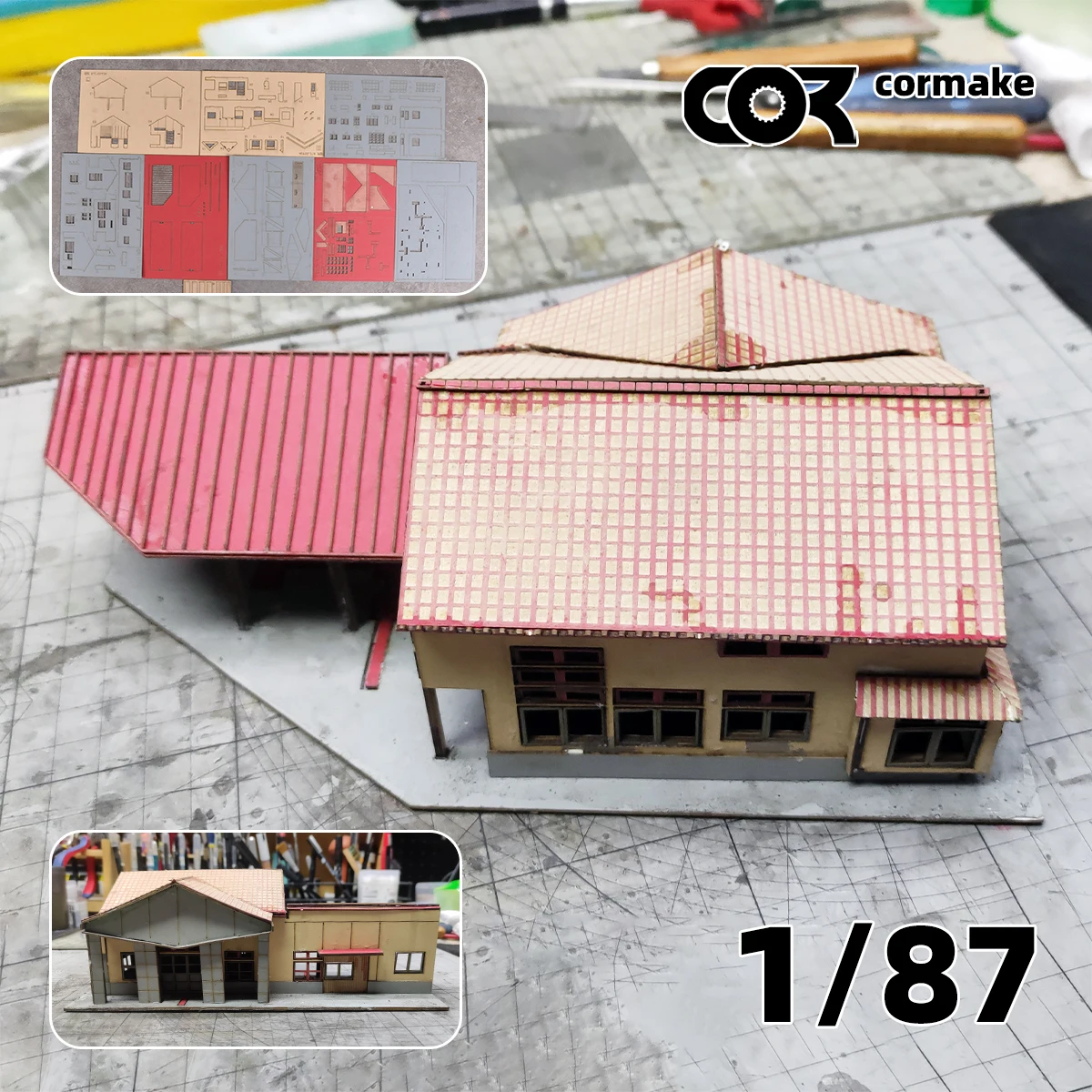 

Assembly Architectural model ho Scale sand table building Railway Train Bus Station diorama Scale model kit 1/87