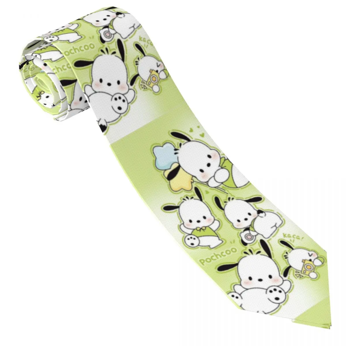 Custom Pochacco Kawaii Cartoon Necktie Men Printed Necktie Four Seasons Fashion Tie Necktie For Father's Day