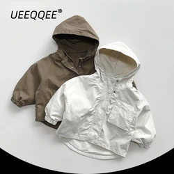 Spring Autumn Children Jackets 1-8Y Boys Cotton Hooded Zipper Daily Coats Windbreaker Korean Toddler Outerwear Kids Clothing New