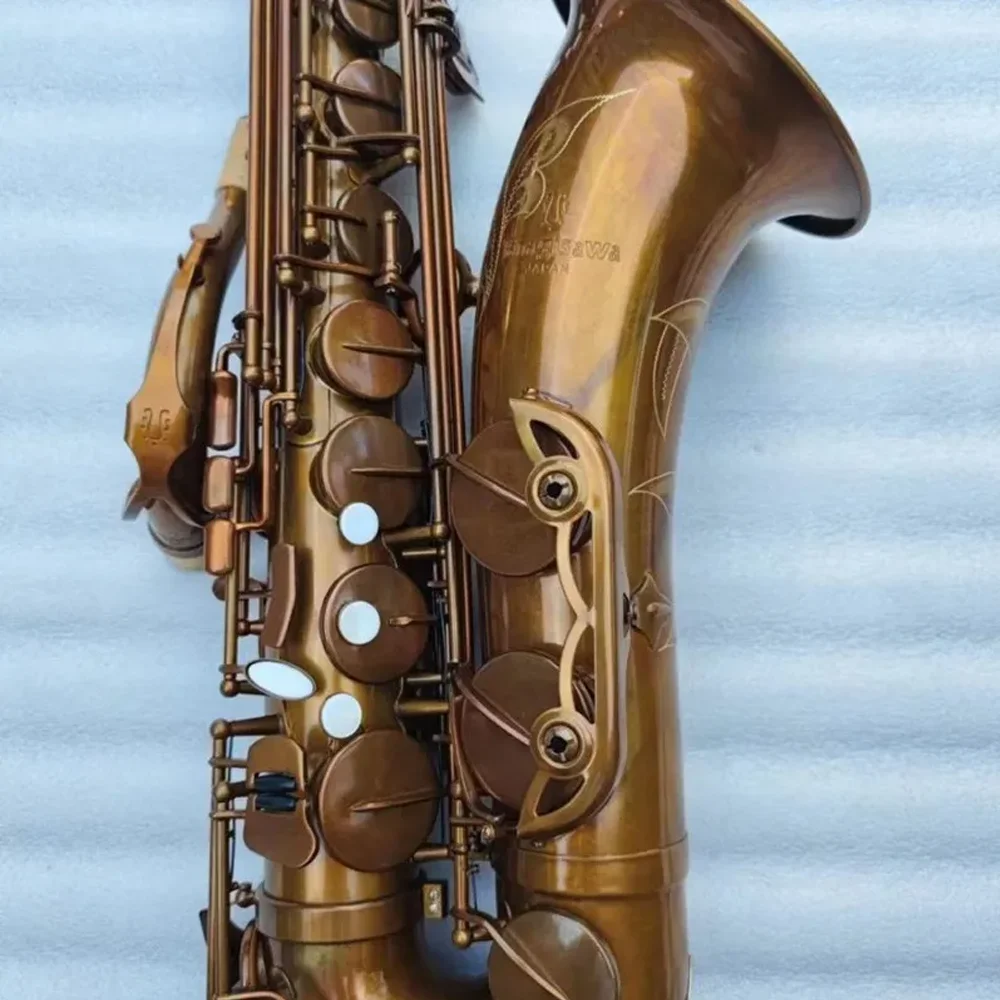 

New tenor saxophone, wooden tube, high-quality professional instrument, antique copper simulation brass with mouthpiece box