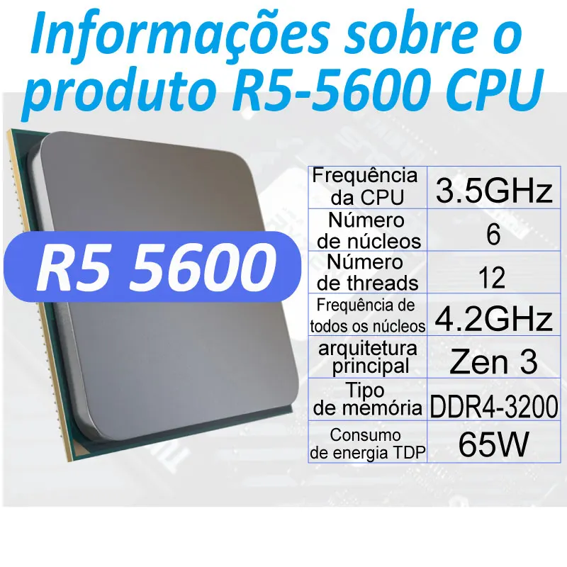 1 معالج مستعمل R5-5600 6 النوى 12 المواضيع 3.7 جيجا هرتز 65 واط المقبس AM4 قطعة وحدة المعالجة المركزية بالجملة #3