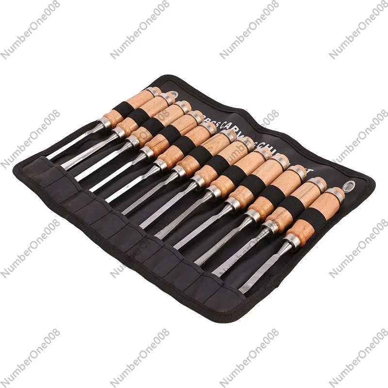 12PCS Wood Carving Tools Set Professional Wood Chisel Set with Wooden Handle for Woodworking Sculpture