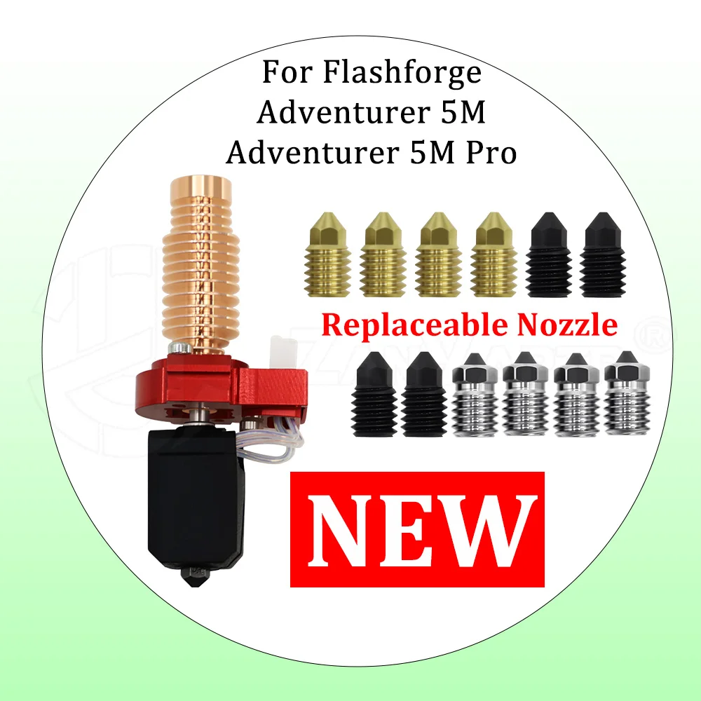 

Latest Upgraded For Flashforge Adventurer 5M/5M Pro Hotend Kit Quick-Detachable Nozzle Replacement parts Ceramic Heating Block