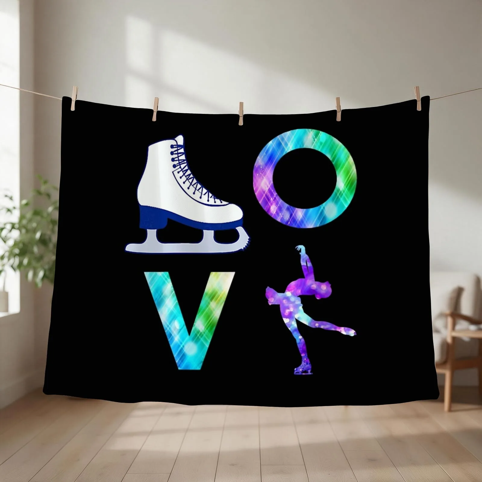 Love Figure Skating Ice Skater Girls Throw Blanket Winter beds Retros Blankets For Baby Decoratives Blankets