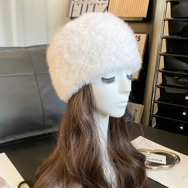 

Real Mink Fur Scarf Fashion Neck Warmer For Women Winter handmade Knitted Elastic Mink Fur Headband thick Mink Fur Ring Scarf