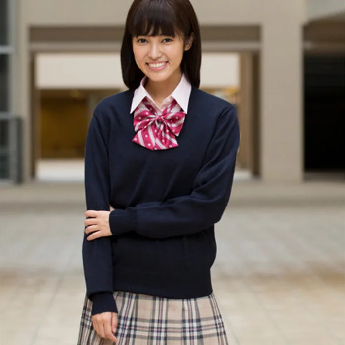 

Autumn Winter School orm Knitted Sweater Jaet Overhead Sle for Students Men Women Cotton V-Ne Long Sve Warmth Em...