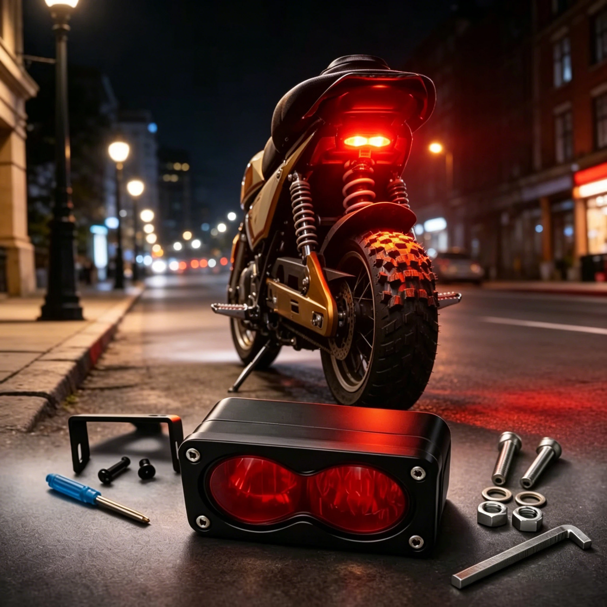 Ultra Bright Motorcycle Taillight with Wide Beam Illumination for Enhanced Night Riding Safety