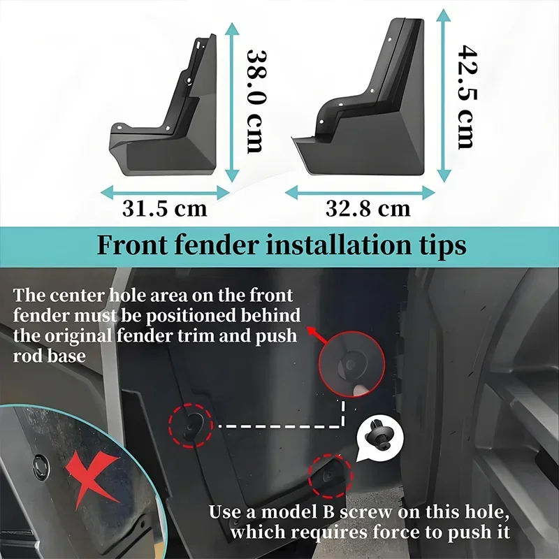 Mud Flaps Splash Guards Compatible For Tesla Cybertruck 2023 2024 Fender Accessories Splash OEM Style TPE Winter Dirt Protection