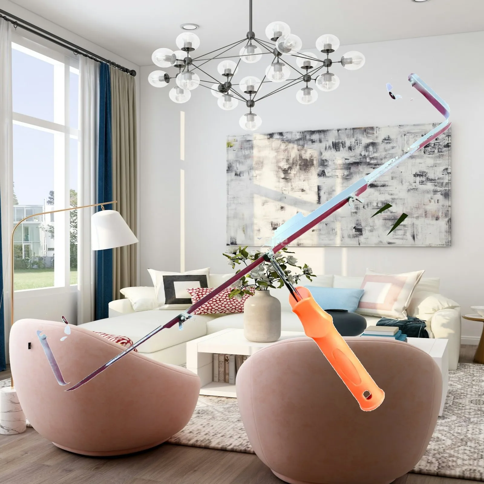 Adjustable Aluminum Paint Roller Frame for Large Area Painting Ceiling Decoration and Workshop Use