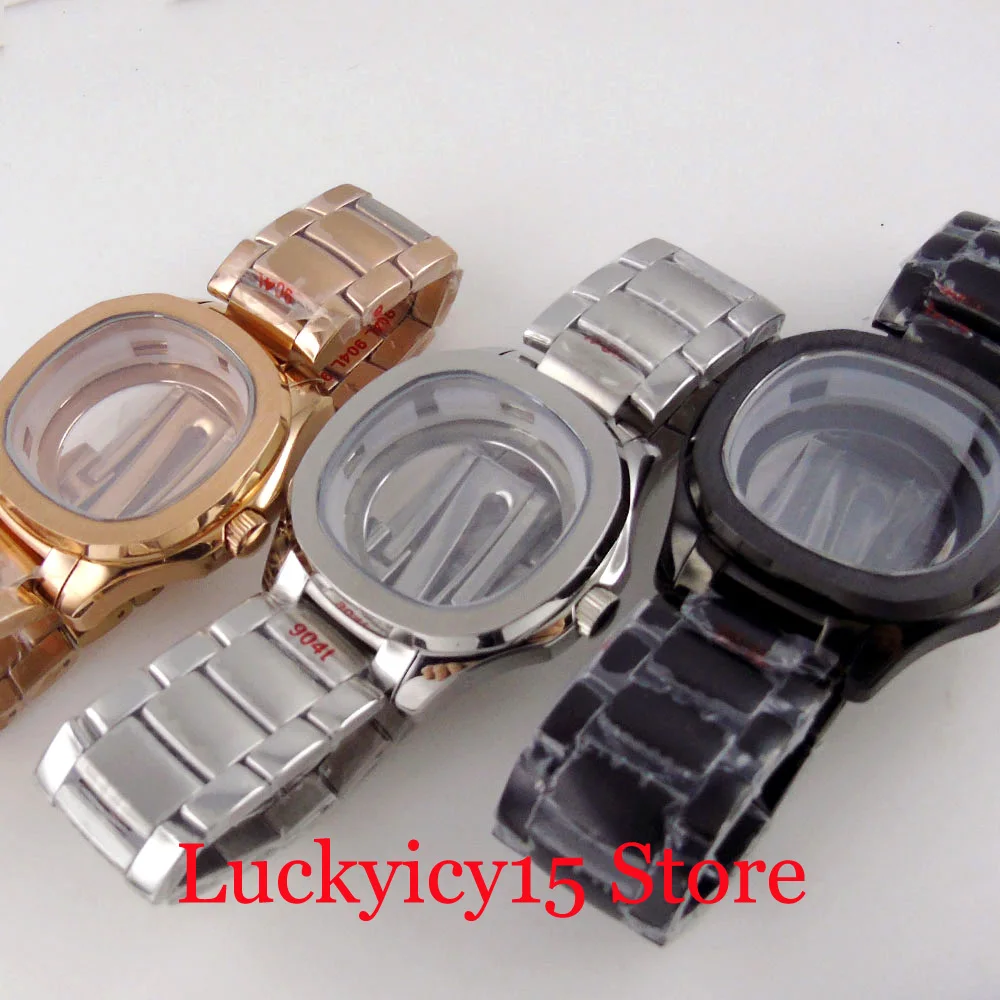 316L Stainless Steel Sliver/Rose Gold/Black PVD Square Watch Case 40MM Fit NH34A NH35A NH36A SKX SRP Movement Sapphire Glass