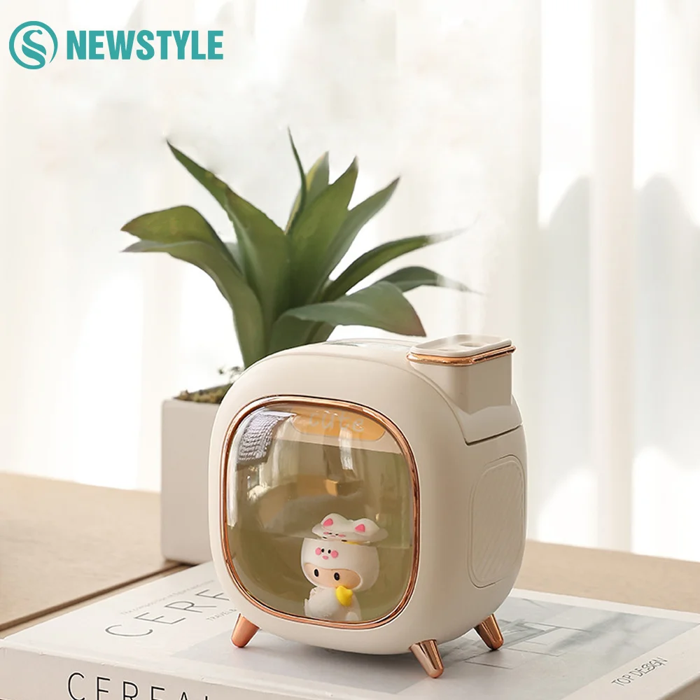 Cute Doll Humidifier Dual Nozzle Spray 500ML Large Capacity Water Tank Ultrasonic Aroma Essential Oils Diffuser Soft Night Light