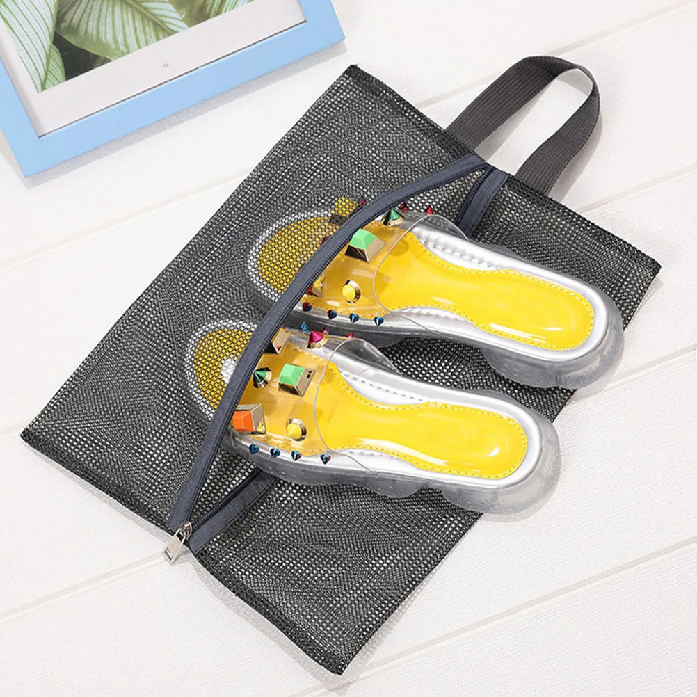 

3pcs Mesh Beach Bag Lightweight Storage Travel Organizer Durable Polyester Makeup Pouch for Women for Airplane