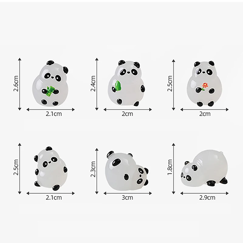 1 Stück leuchtende Panda-Verzierung, die in dunklen Accessoires Mini-Figuren Miniatur-Panda leuchtet