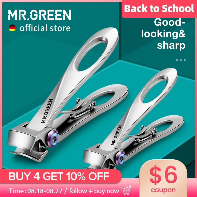 MR.GREEN Nail Clippers Wide Jaw Opening Stainless Steel Fingernail Clipper Thick Hard Toenail Cutter Manicure Scissors tools