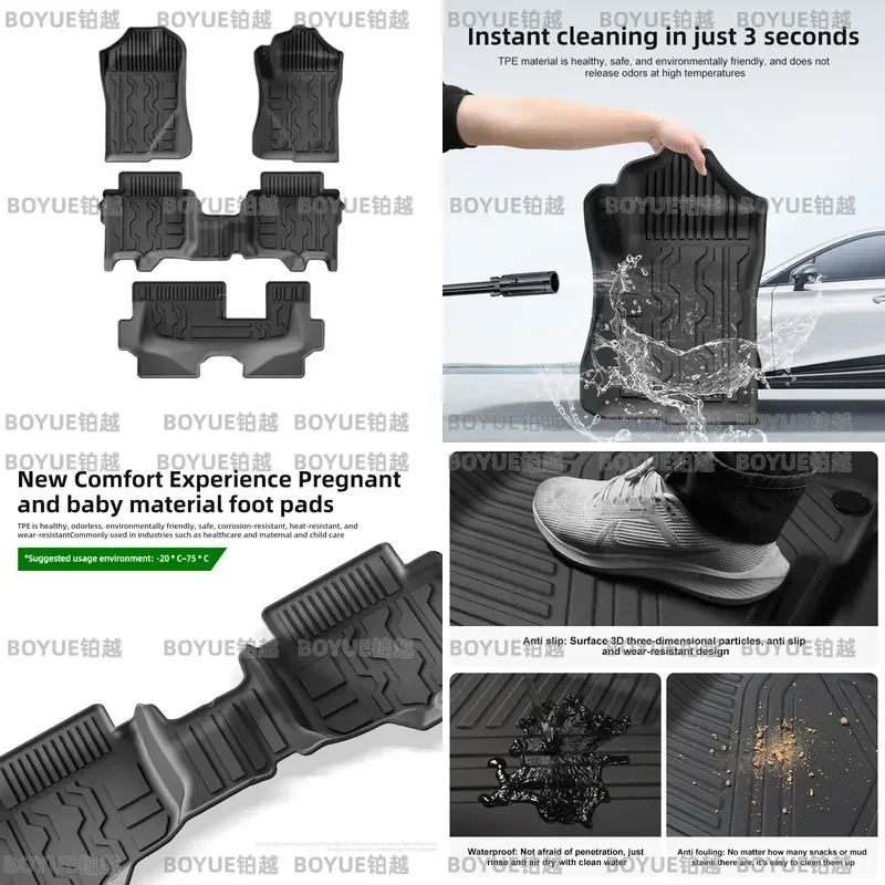 Waterproof TPE Floor Mats for 2022-2024 Mustang Right Hand Drive Custom Fit Car Interior Liner Trunk Cargo Pad All