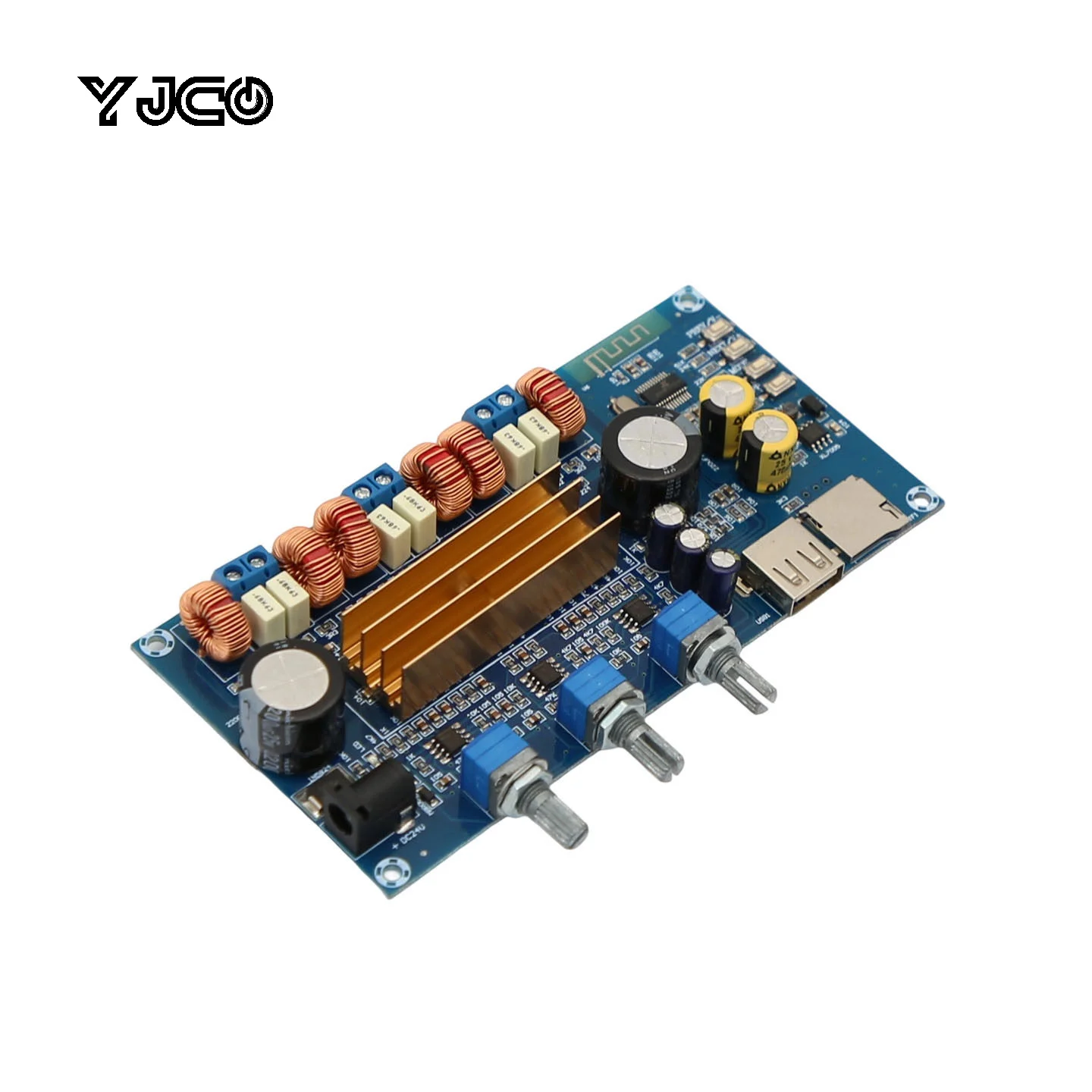 

YJCO TPA3116 2.1 Channel Class D HIFI Digital Amplifier Board Bluetooth USB TF Decoder 2x50W+100W DC 18V-24V