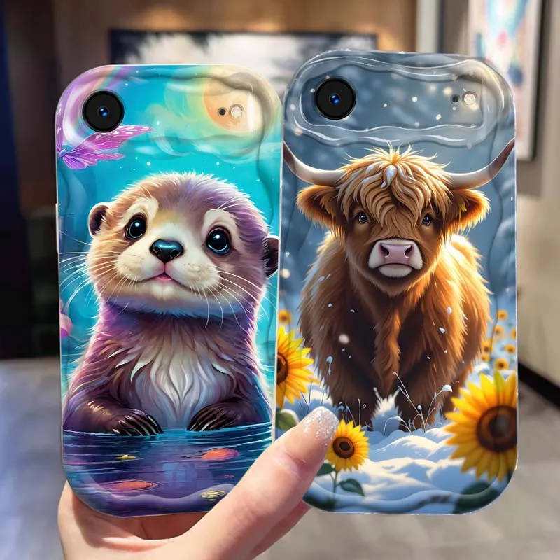 

Cattle Dog Pig Popular Flower For Apple iPhone 17 16 16E 15 14 13 12 11 XS Air Pro Max Plus Wave Oil Soft Funda Phone Case
