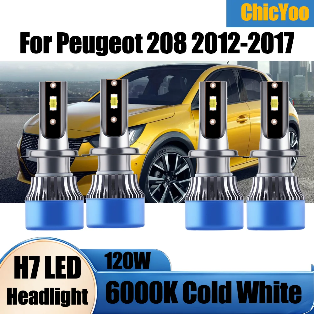 

H7 Светодиодная лампа для фар 120 Вт дальнего ближнего света 28000LM Автомобильный свет 12 В 6000 К Холодный белый для Peugeot 208 2012 2013 2014 2015 2016 2017