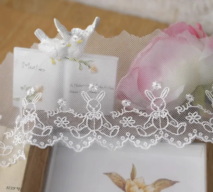 6Yard/Lot Farben Mesh Stoff Stickerei Kaninchen Spitze Trim 9cm breite DIY Halskette hand gefertigte Lolita Kleidung Kleid Näh zubehör – Detail 5
