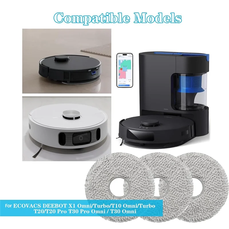 

Тканевые подушечки для швабры YLS для Ecovacs DEEBOT X1 Omni/T10 Omni/Turbo T20/T20 Pro/T30 Pro Omni/T30 Omni, вакуумные детали