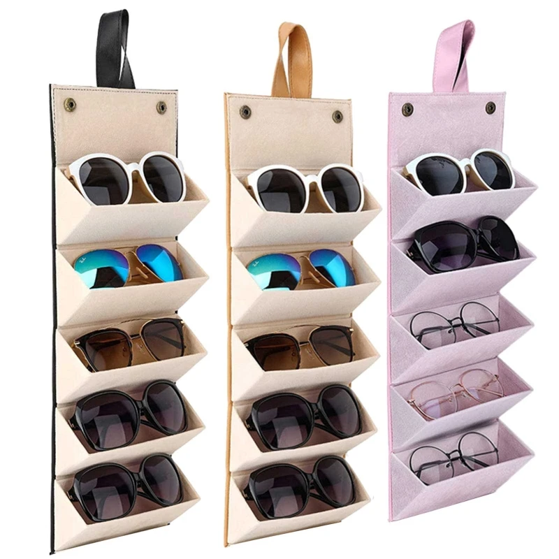 Sunglasses Storage Box with 5 Slots Travel Glasses for Case Storage Portable Sunglasses Organiser for Men and Women