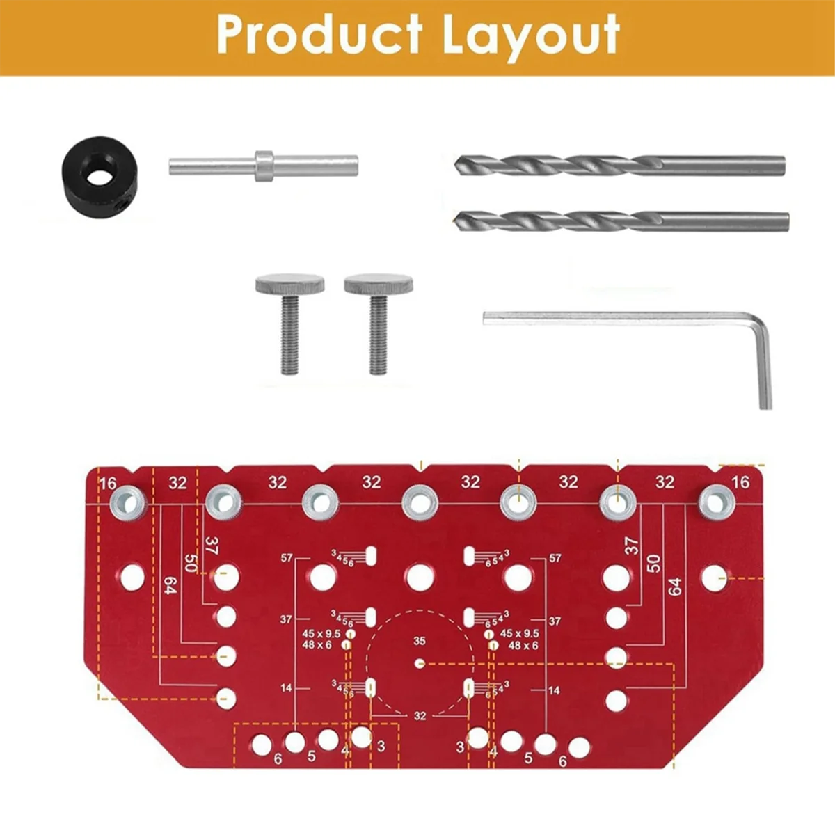 Shelf Pin Jig and Hinge Jig Two-In-One Self-Contained Clamping Aluminum Alloy Shelf Pin Drilling Jig for Furniture