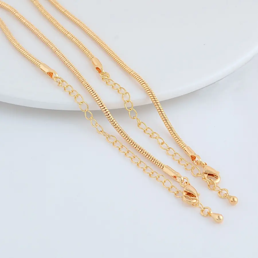 Full Length 47CM 14K Gold Color Brass Snake Necklaces Finished Chains Jewelry Making Supplies Diy Findings Accessories