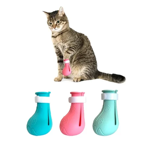 Three Colors Are Available Cat Claw Protector Bath Anti-Scratch Cat Shoes For Cat Adjustable Bath Wash Boots Cat Paw Nail Cover