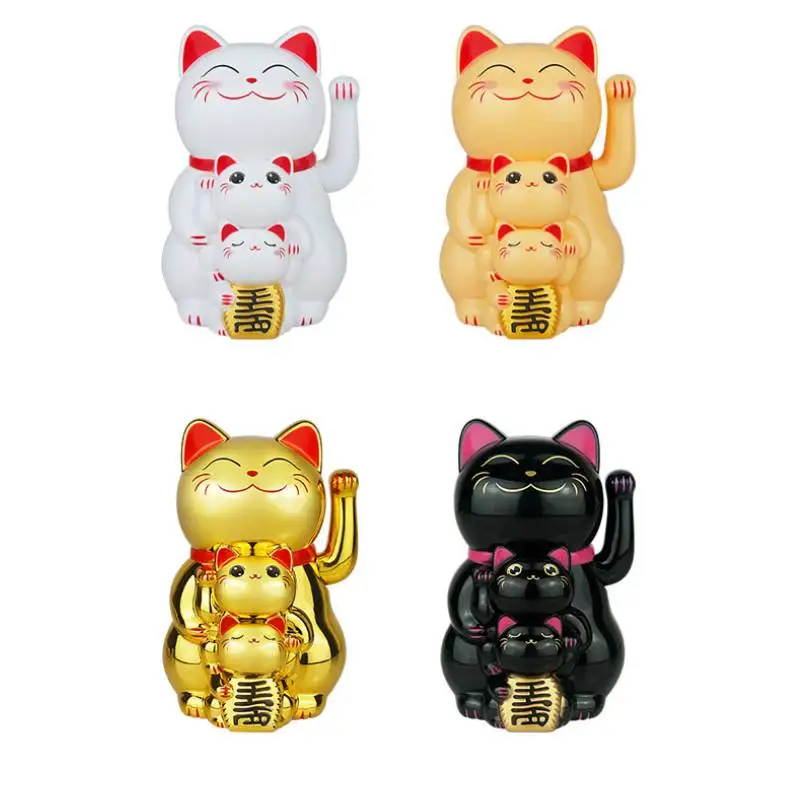 

1pcs Solar Powered Lucky Cat Ornament Creative Chinese Waving Hand Cat Sculpture Fit Home Cashier Store Welcoming Decor Ornament