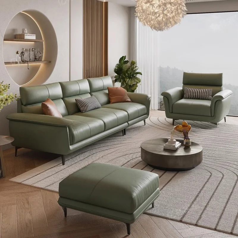 Italian European Living Room Sofas Modern Floor Leather Reception Living Room Sofas Luxury Armchair Divani Soggiorno Furniture