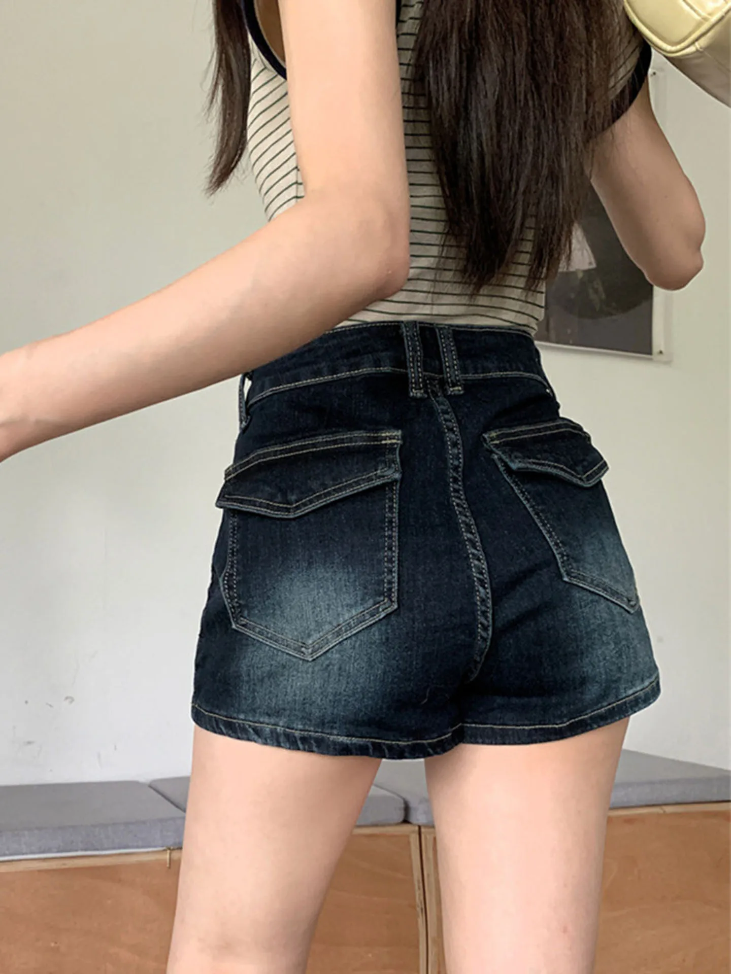 

Sexy High Waist Distressed Denim Shorts Women's Summer Slimming A-Line Hot Pants Breathable Comfortable Stretchy Jeans Shorts