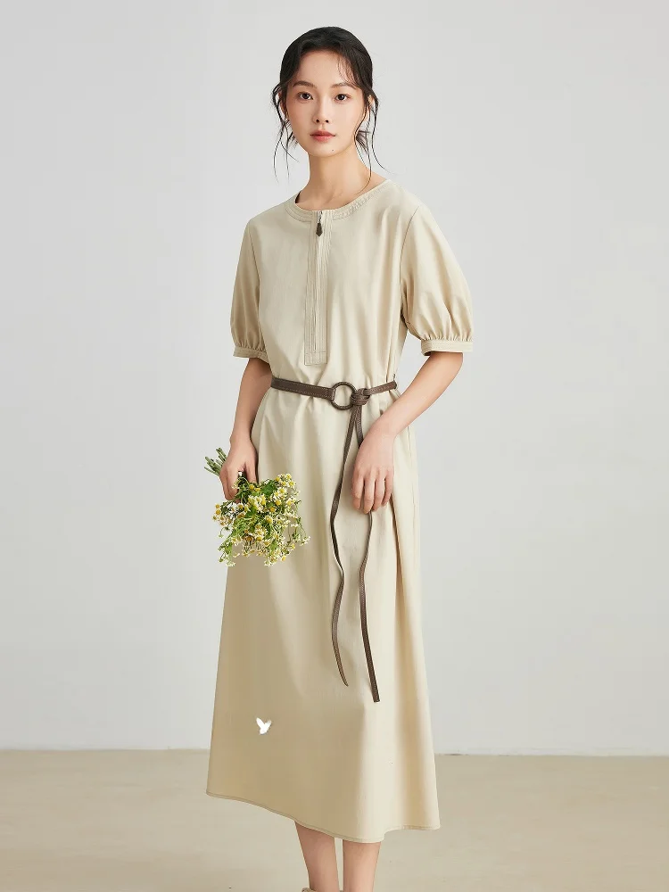 

Ele Commuter Sle Long Dr Women's Simptic Belted Waist Cinched Spring Summer New Arrival Faionable Straight Tube...