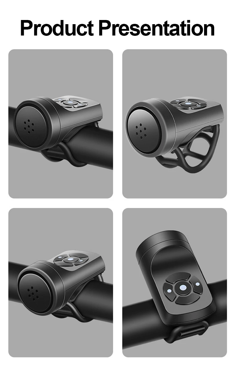 USB Aufladbare Fahrrad Motorrad Elektrische Glocke Mountain Road Radfahren Anti-diebstahl Alarm Horn Roller Fahrrad Zubehör Laute Glocke – Detail 10