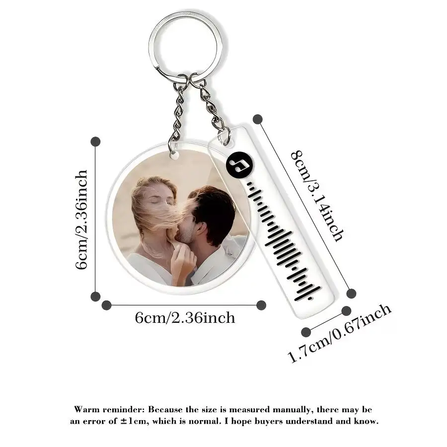 

2026 Couples Pet Photo Customized Spotify Code Acrylic Keychain Phototag Song Code llavero personalizado Key Chain Jewelry Gift