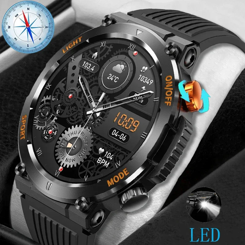 

2025 Bluetooth Call Men's Smart Watch with Flashlight Men's High End Watch Multi Sport Mode Waterproof Men's Electronic Watch