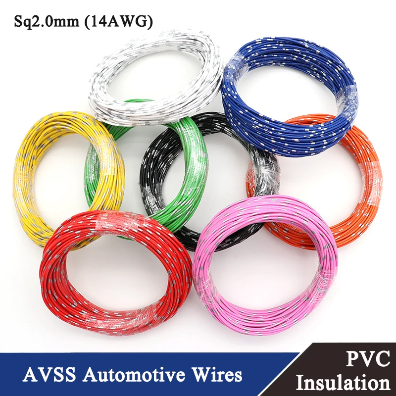 

5~80m 14AWG AVSS Car Wire Thin PVC Insulation Pure Copper Line 2mm Square Modified Wire Speaker Audio Cable Automotive Wires