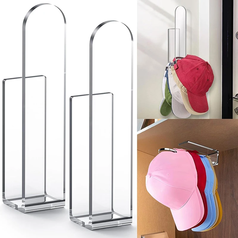 Baseball Cap Holder Wall Mounted Hat Organizer Hooks L-Shaped Design Multipurpose Easy Installation Acrylic Hat Racks