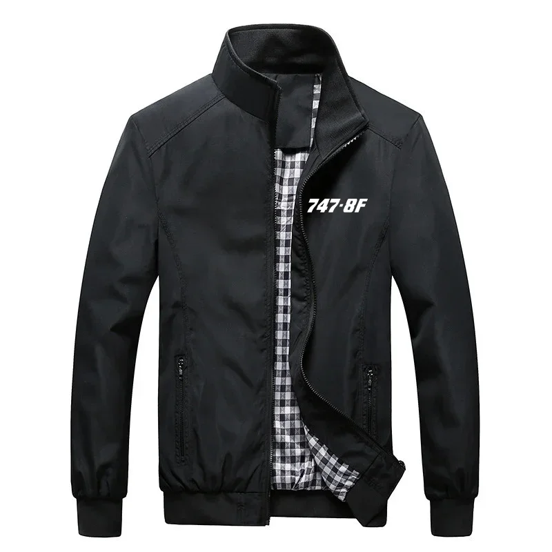

747-8F Harajuku Spring Autumn Aviation Pilots Plaid Lightweight Windbreakers Flight Men Jackets Coats