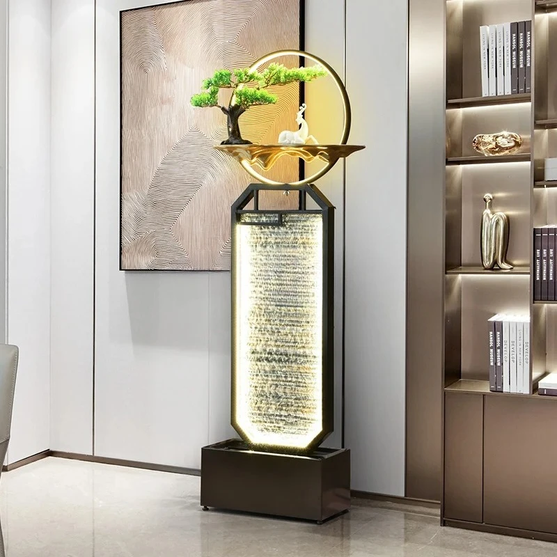 A new  light luxury, high-end TV cabinet, entrance decoration, humidification fountain, floor-to-ceiling lucky