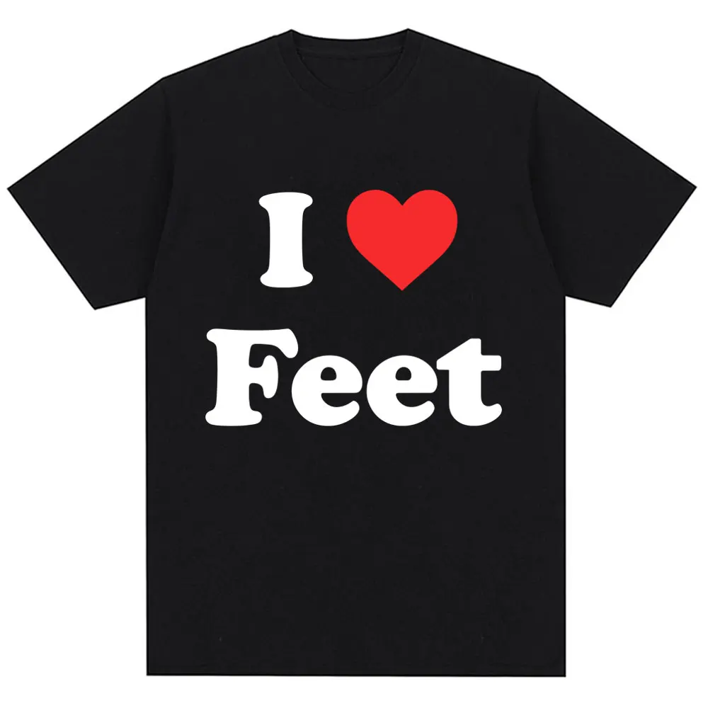 Camiseta Divertida con Estampado Gráfico 'I Love Feet' para Hombre y Mujer, Camisetas de Humor con Frases, Camisetas Casuales de Algodón con Cuello Redondo, Ropa Urbana, Novedad de Verano 2026