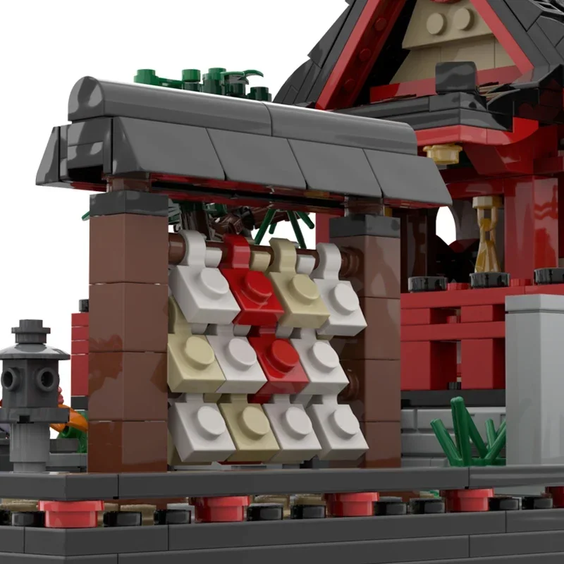 Modèle de vue de rue de la ville, briques de construction Moc, petit sanctuaire shintoïste, technologie, blocs modulaires, cadeaux, jouets de Noël, ensembles de bricolage, assemblage
