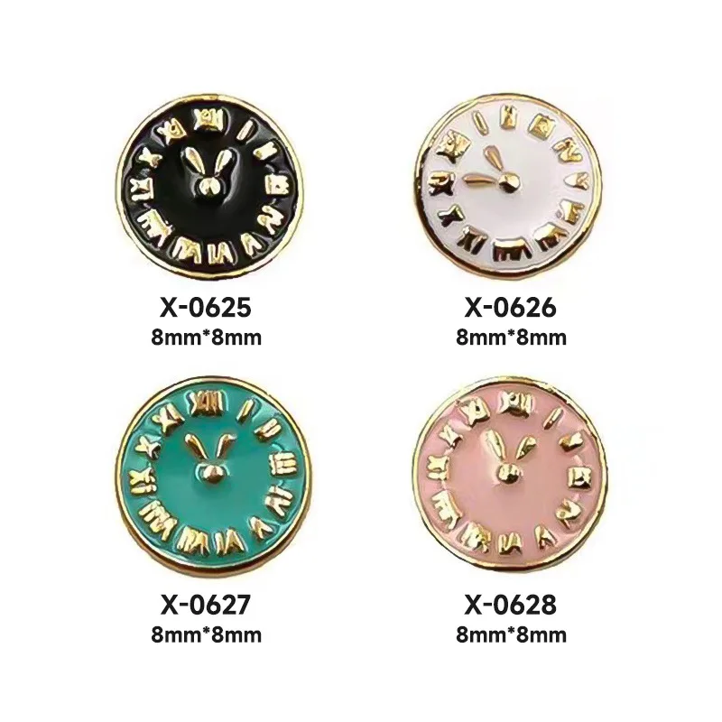 Nail art clock jewelry Japanese metal creative trend gold and silver alloy shaped alarm clock nail jewelry Stylish diamonds