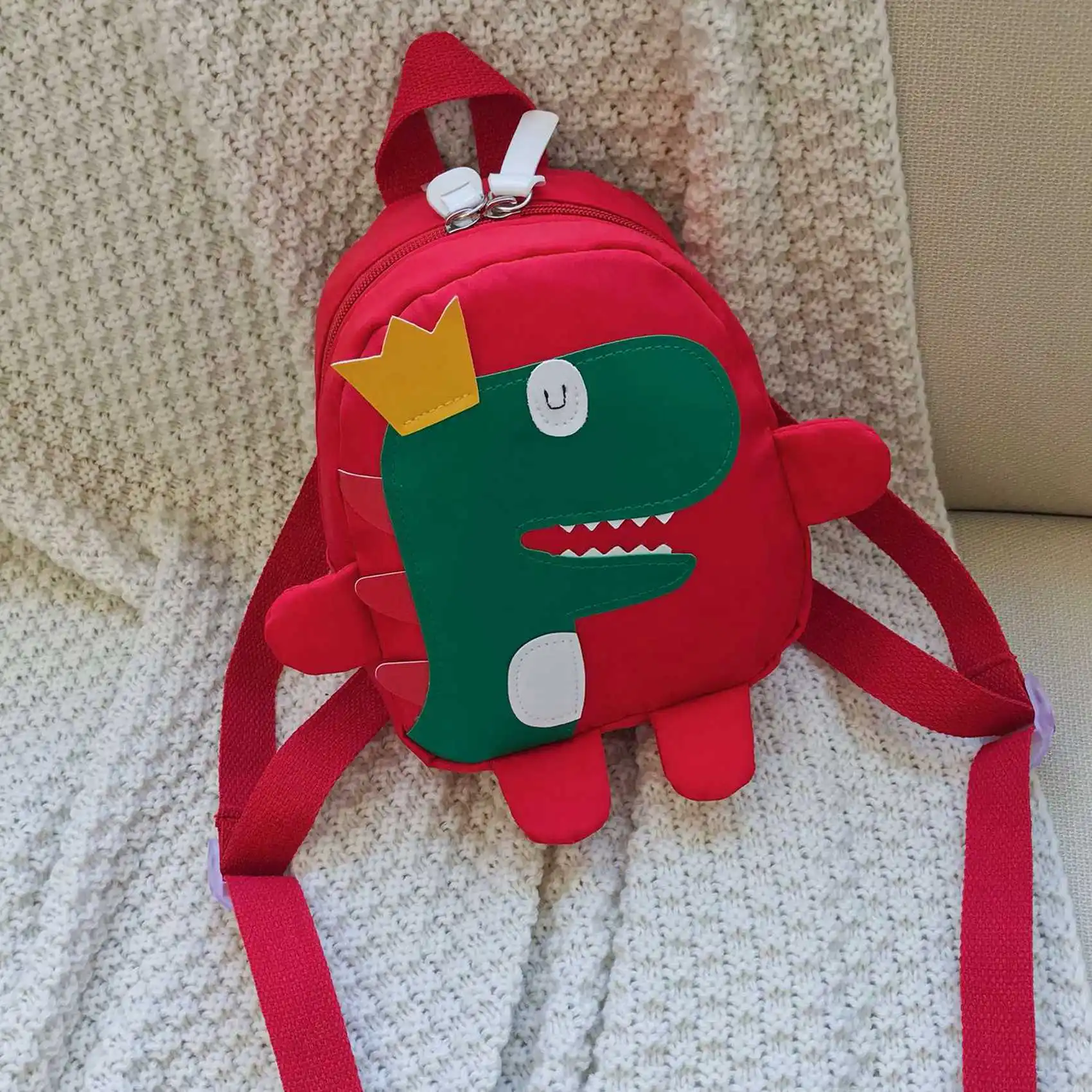 FX-2X Cute Kids Kindergarten School Bag 3D Cartoon Dinosaur Mini Backpack New Baby Boy Girl School Bag Red & Green