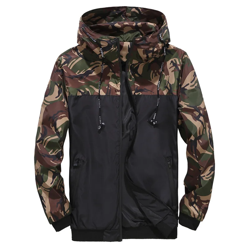 Military-Style Camouflage Hooded Jacket for Men - Youthful & Trendy
