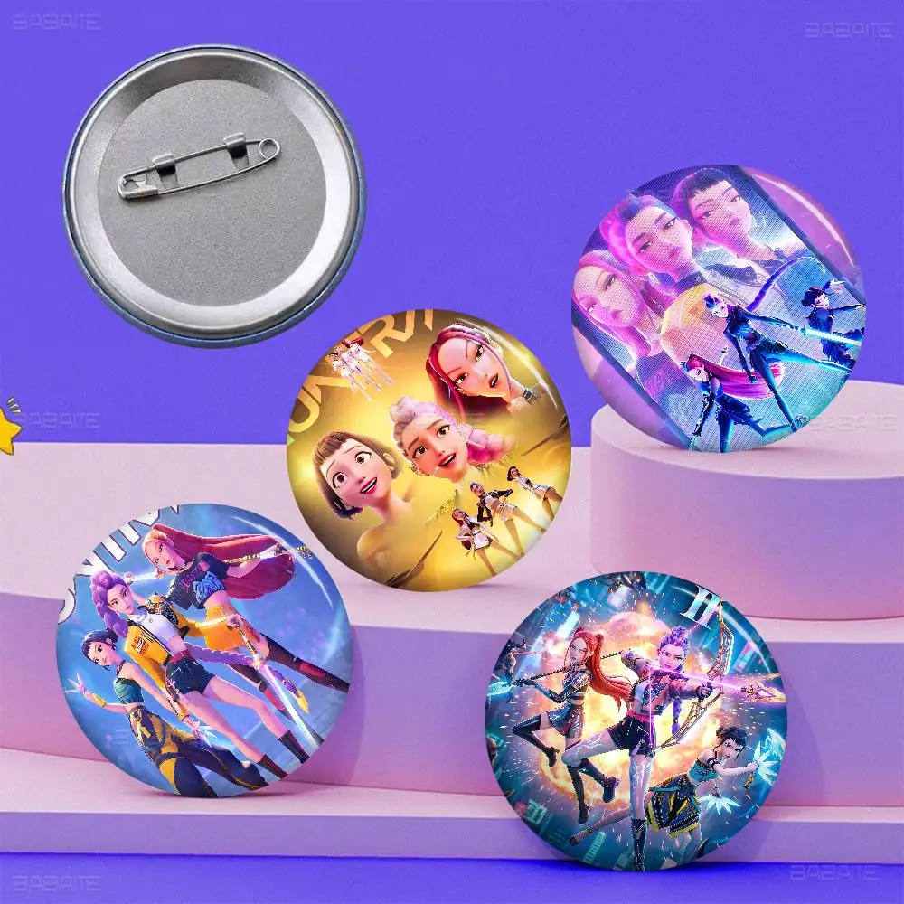 Cartoon Movie K-Pop Demon Hunters Button Pin Handmade Brooch for Clothes Cartoon Badge Backpack Decoration Jewelry Accessories