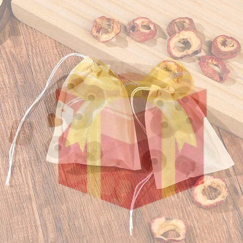 100 unidades/set de bolsitas de papel natural para té, bolsitas vacías con cordón de pulpa de madera, infusores de papel para el hogar, sobres para especias, café y hierbas